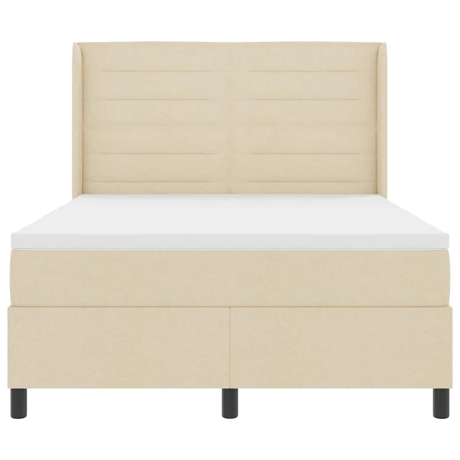 Lit à ressorts avec matelas Crème 190 x 140 cm tissu - 7