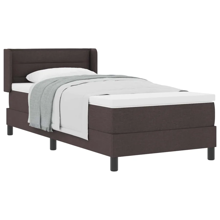 Lit à ressorts avec tête de lit Marron foncé 190 x 90 cm tissu - 2