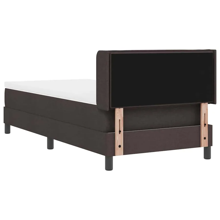 Lit à ressorts avec tête de lit Marron foncé 190 x 90 cm tissu - 9