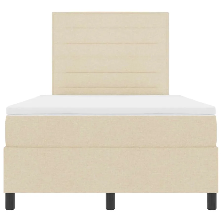 Lit à ressorts avec matelas Crème 120 x 190 cm tissu - 7