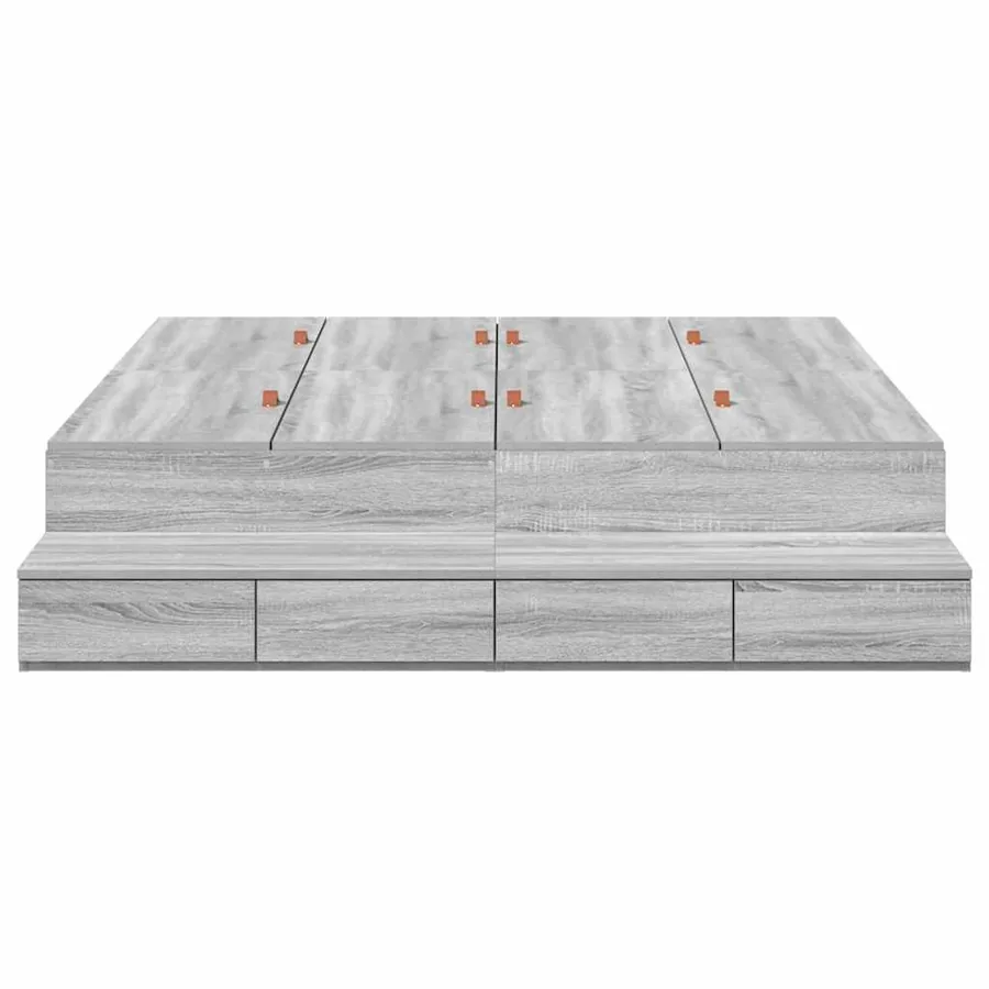 Cadre de lit avec rangement avec tiroir Gris Sonoma 150 cm - 7