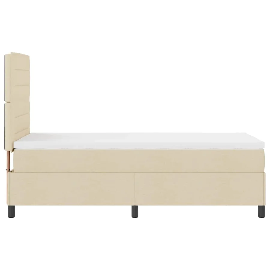 Lit à ressorts avec matelas avec LED Crème 100 x 200 cm tissu - 9
