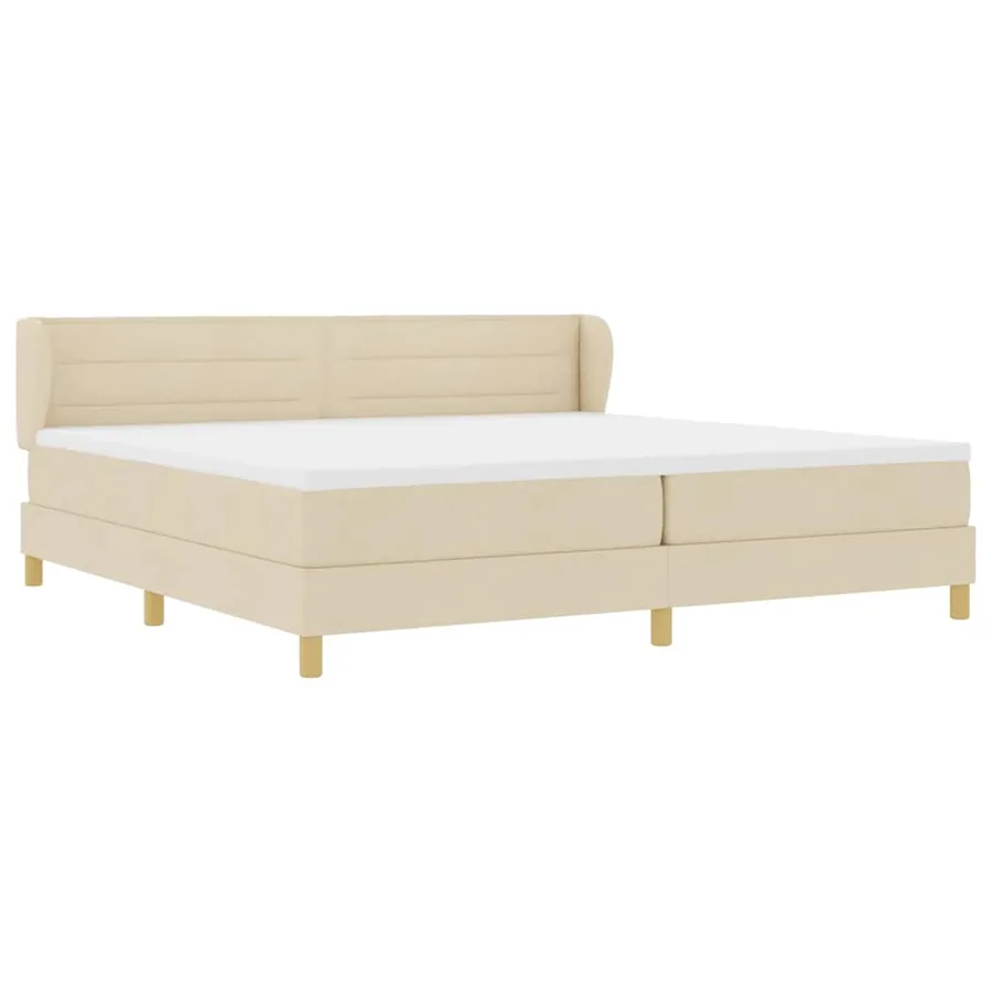 Lit à ressorts avec matelas Crème 200 x 200 cm tissu - 6