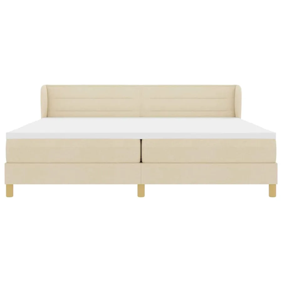 Lit à ressorts avec matelas Crème 200 x 200 cm tissu - 7
