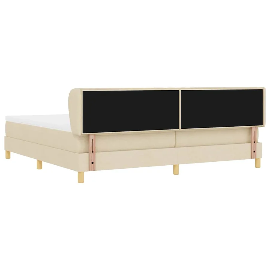 Lit à ressorts avec matelas Crème 200 x 200 cm tissu - 9