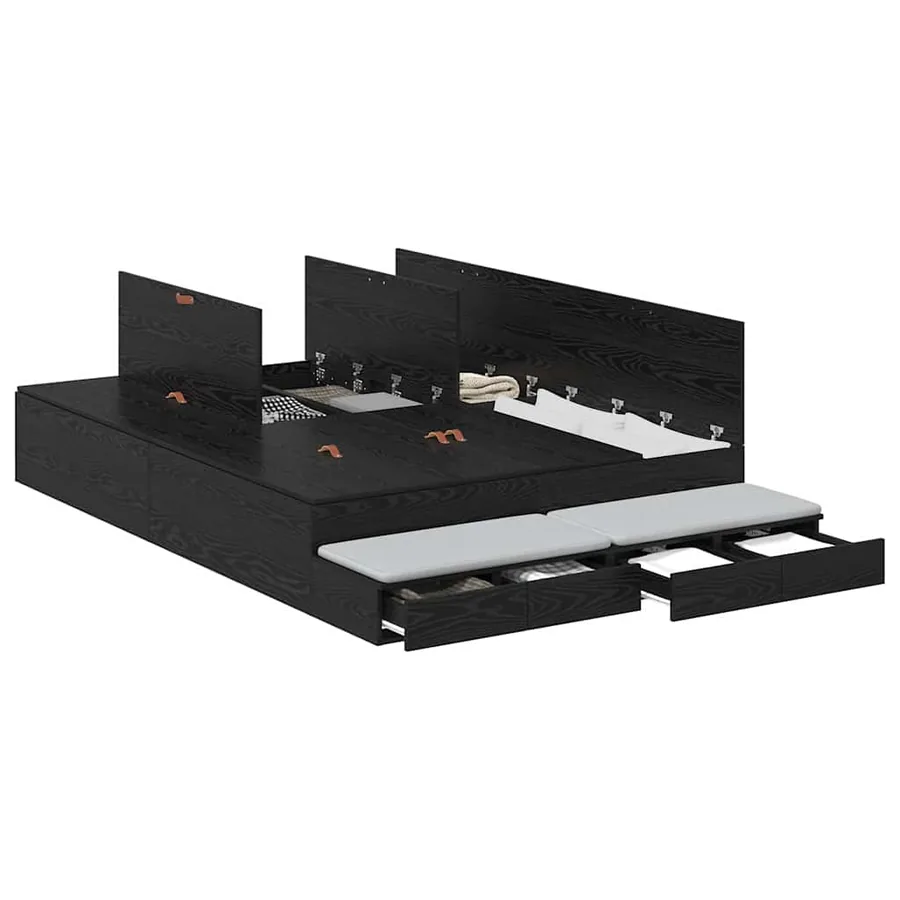 Cadre de lit avec rangement Chêne noir 150 cm Bois d'ingénierie - 3