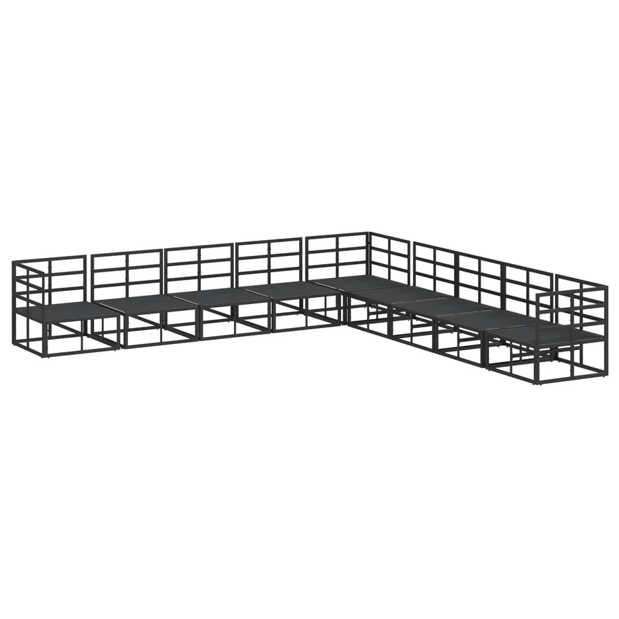 Ensemble de canapé de jardin avec coussin 9 pcs Noir Aluminium - 7