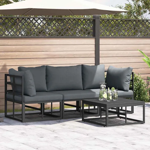 Ensemble de canapé de jardin 4 pcs Noir Métal