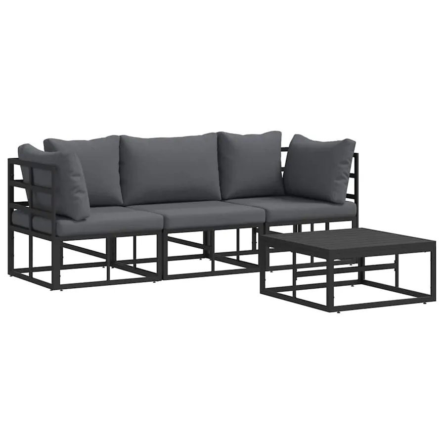 Ensemble de canapé de jardin 4 pcs Noir Métal - 2