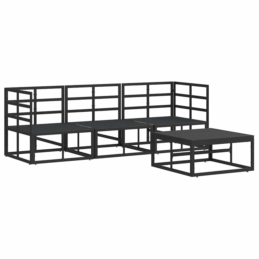 Ensemble de canapé de jardin 4 pcs Noir Métal - 6