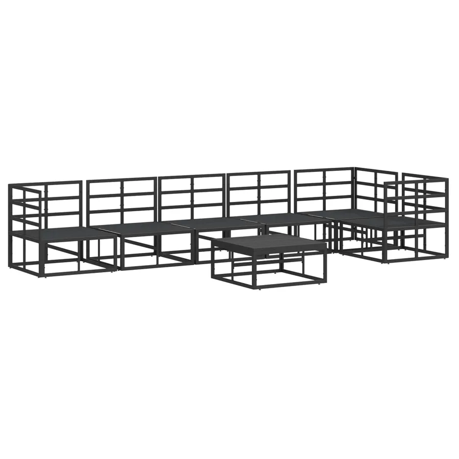 Ensemble de canapé de jardin avec coussin 7 pcs Noir Aluminium - 6