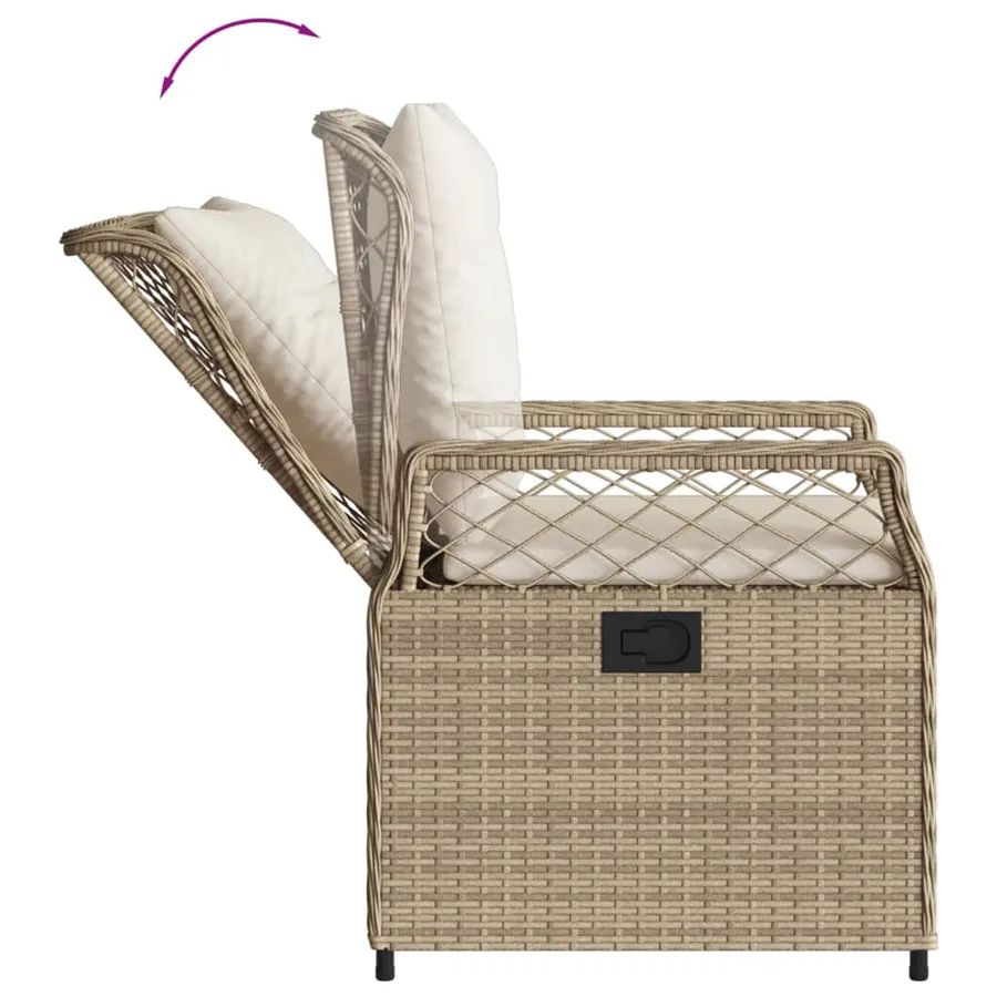 Ensemble à manger de jardin avec coussins 5pcs Beige poly rotin - 5