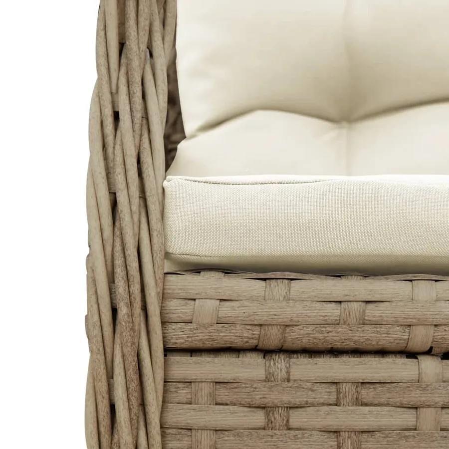 Ensemble à manger de jardin avec coussins 5pcs Beige poly rotin - 6