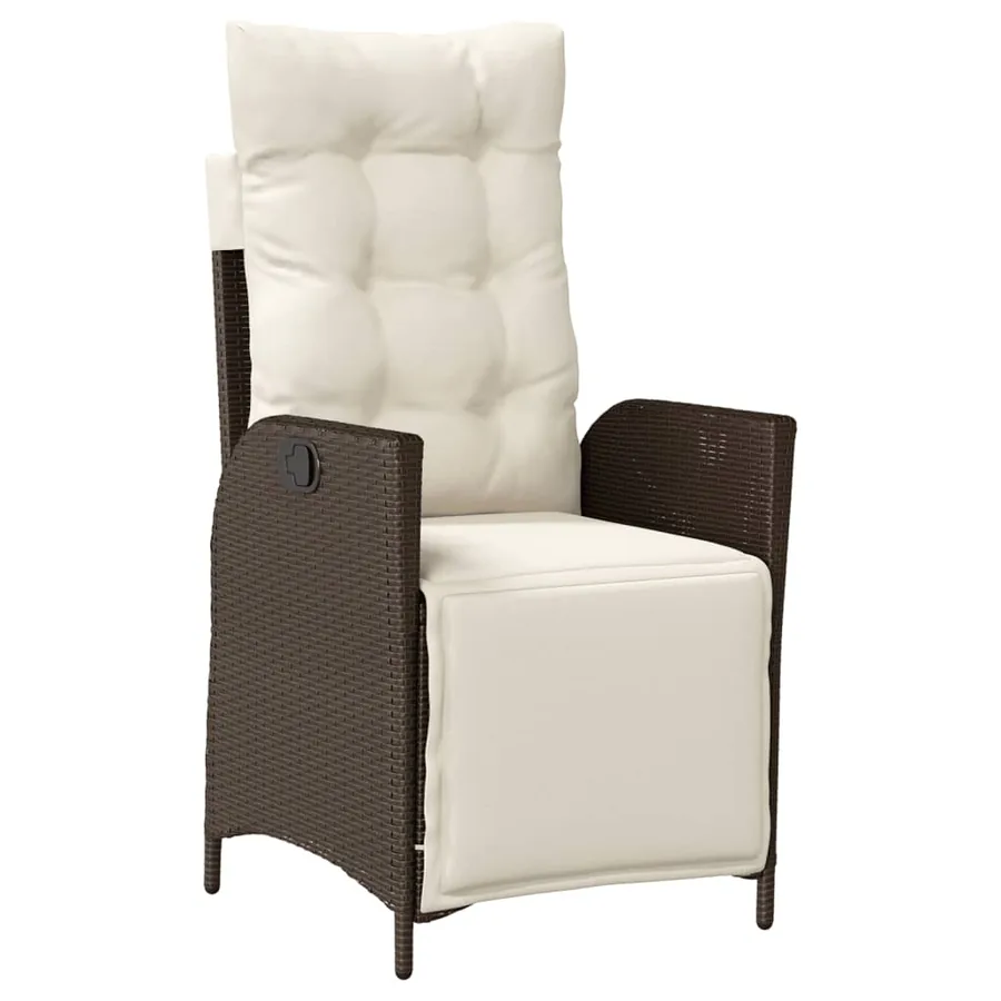 Ensemble à manger de jardin 5 pcs et coussins marron poly rotin - 3