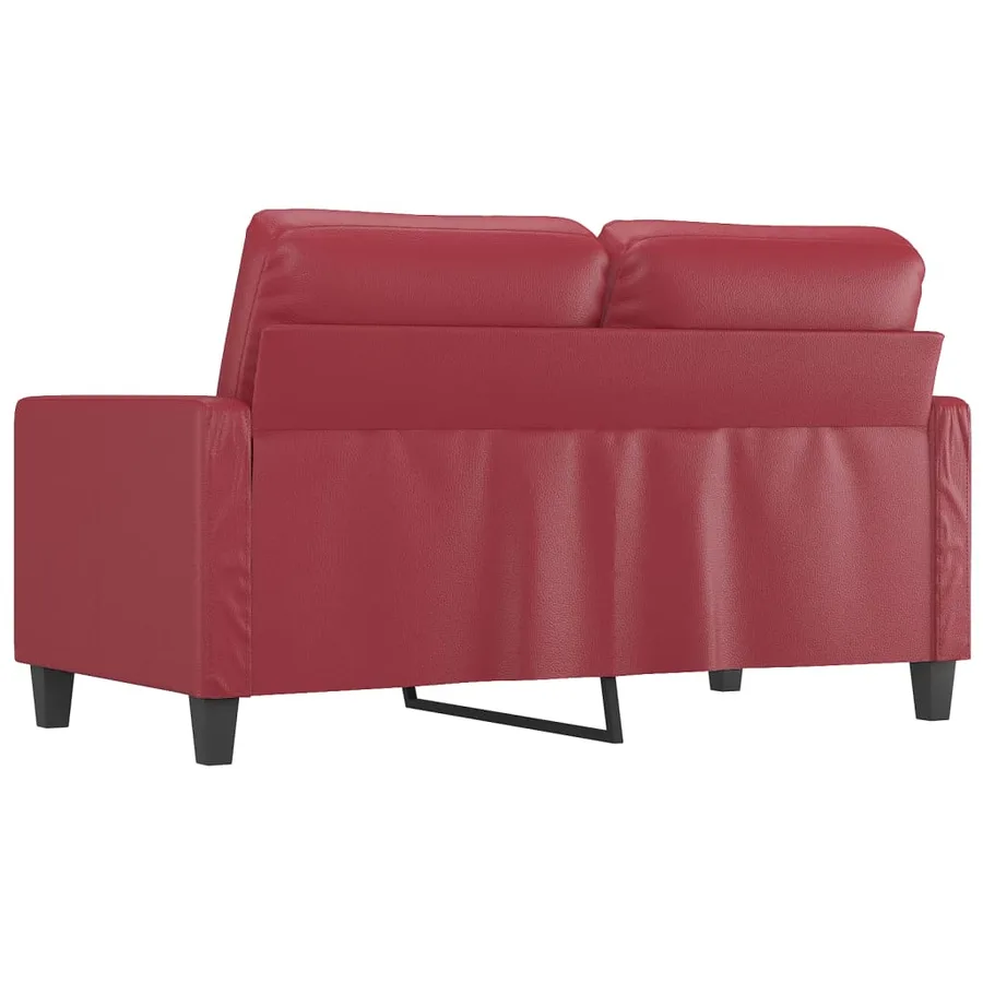 Canapé à 2 places Rouge bordeaux 120 cm Similicuir - 5