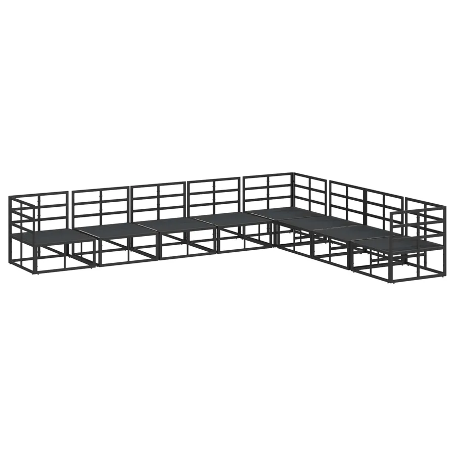 Ensemble de canapé de jardin avec coussin 8 pcs Noir Aluminium - 5