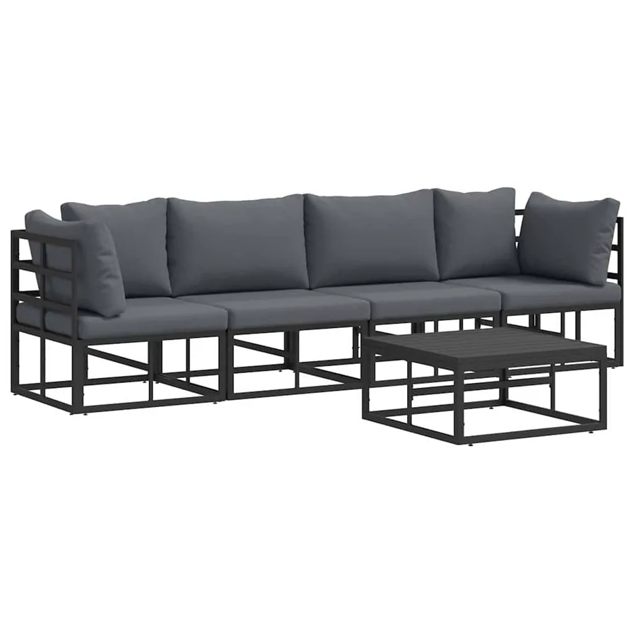 Ensemble de canapé de jardin 5 pcs Noir Métal - 2