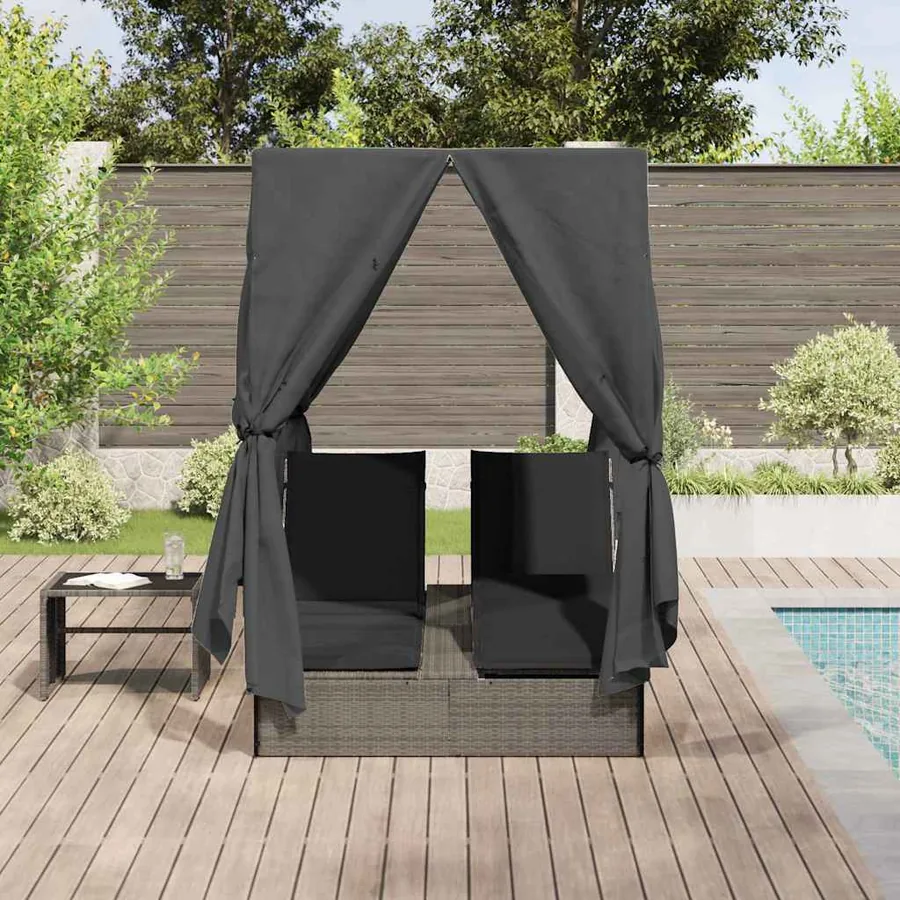 Transat double Réglable Gris 205 x 129 x 200 cm polyrotin - 3