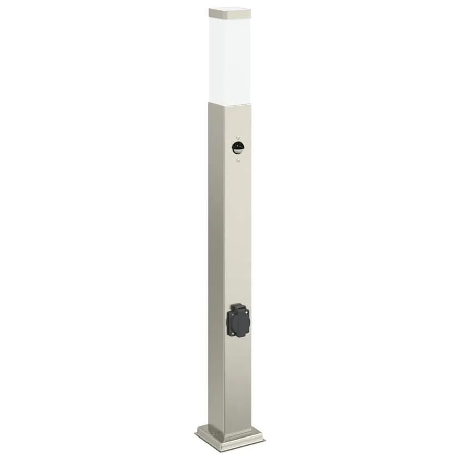 Borne lumineuse avec détecteur et prise 80 cm acier inoxydable IP44 - 2