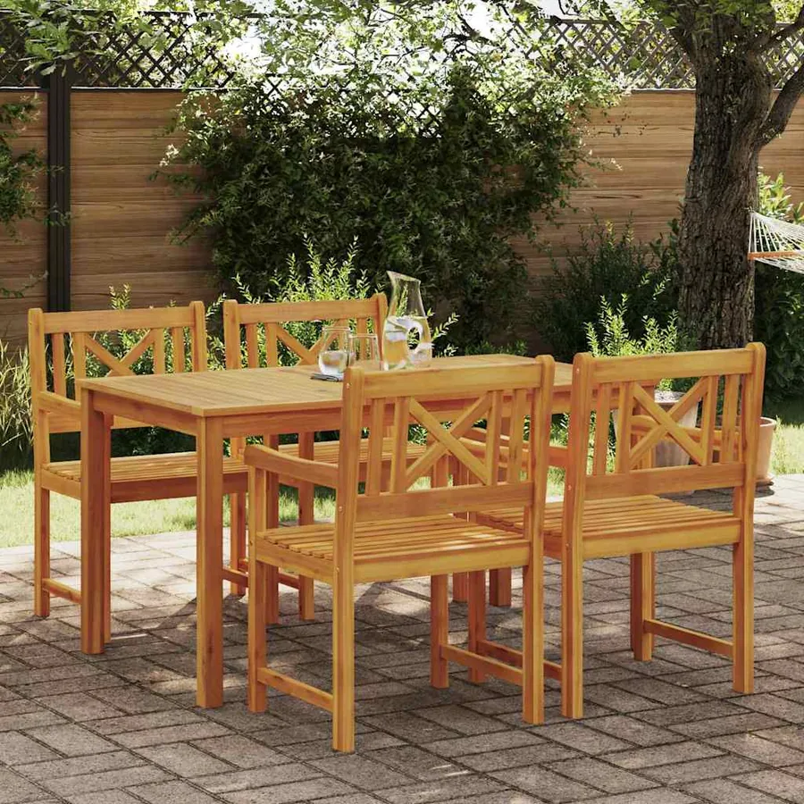 Ensemble de salle à manger pour jardin 5 pcs Marron