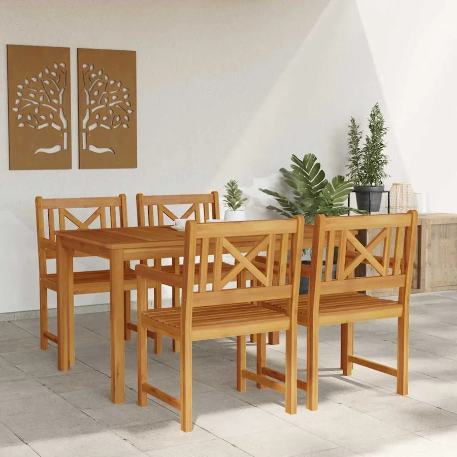 Ensemble de salle à manger pour jardin 5 pcs Marron - 4