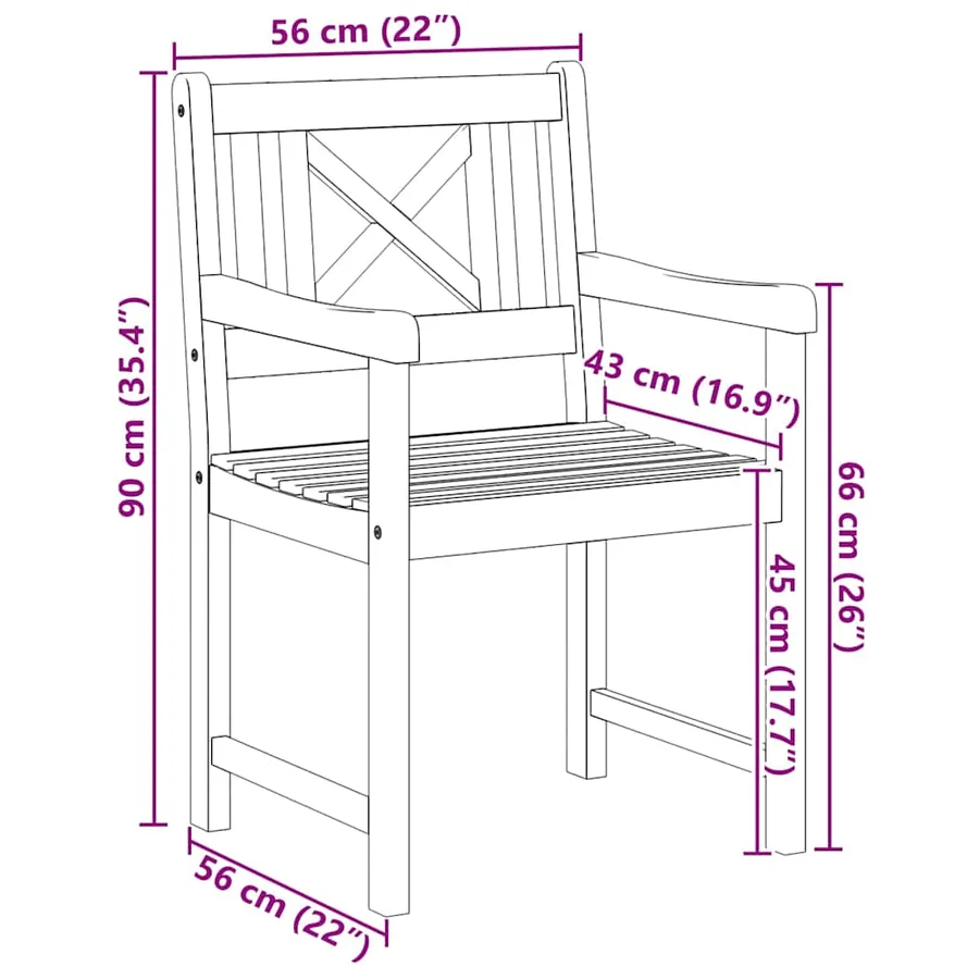 Chaises de jardin 8 pcs Naturel Bois d'Acacia Massif - 8