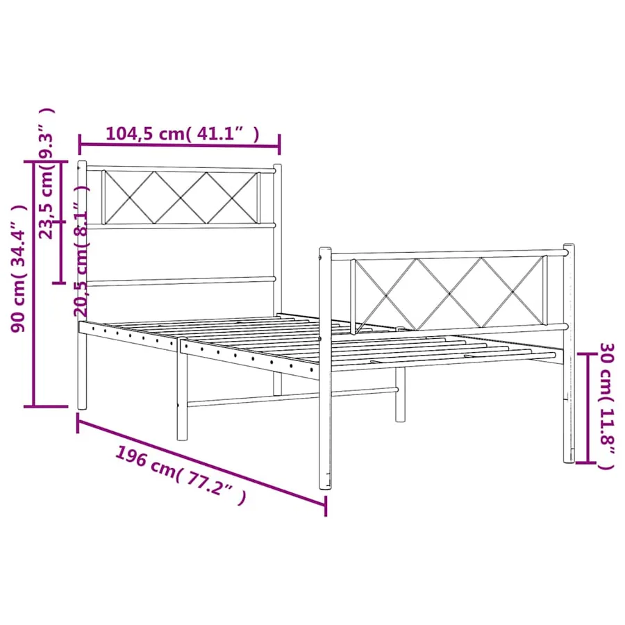 Cadre de lit métal sans matelas avec pied de lit noir 100x190cm - 10