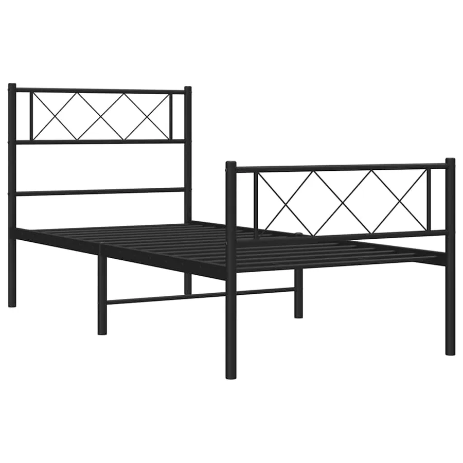 Cadre de lit métal sans matelas avec pied de lit noir 100x190cm - 6