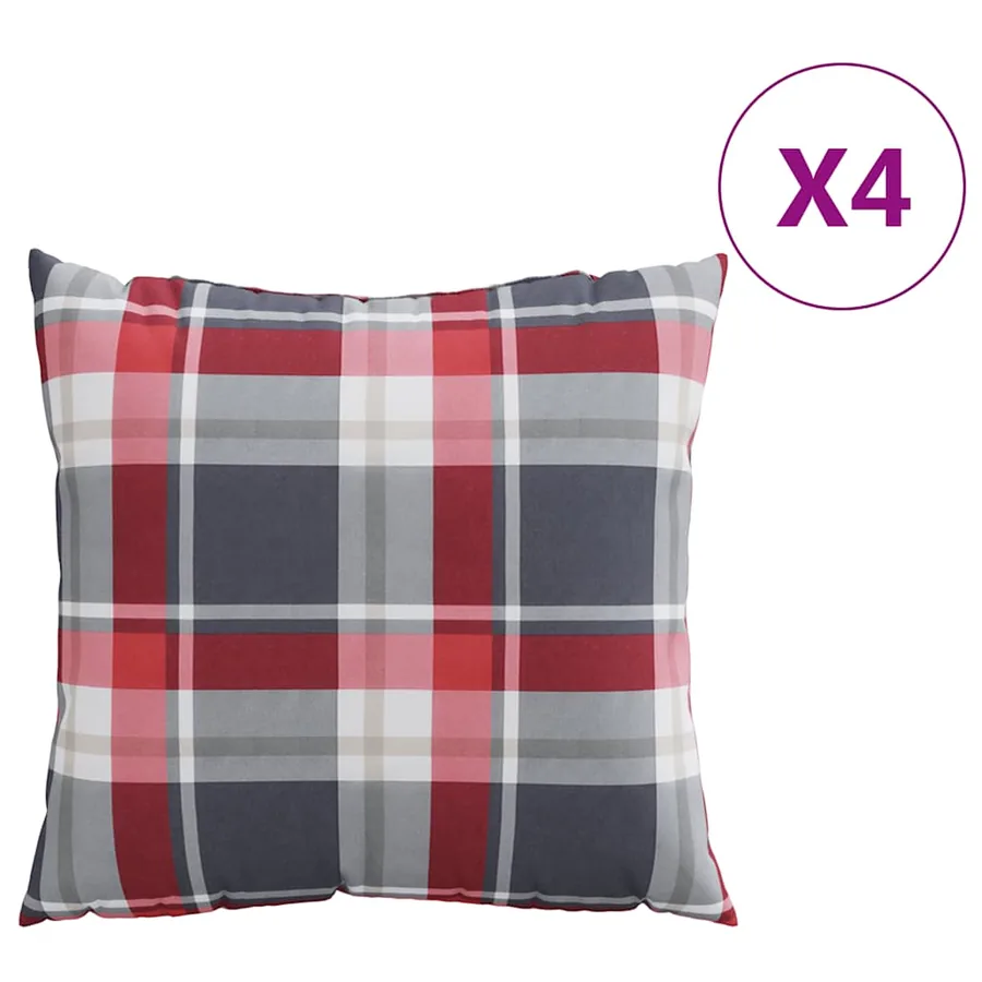 Coussins de canapé 4 pcs motif à carreaux rouges 40 x 40 cm en tissu - 2