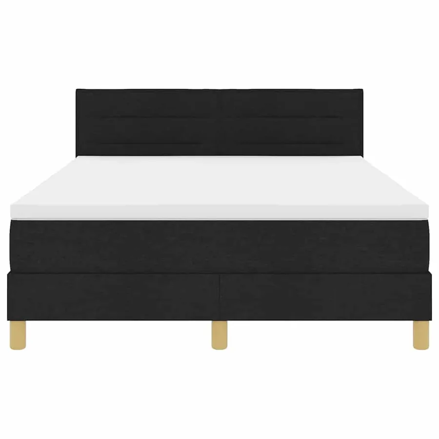 Lit à ressorts avec coussin Noir 140 x 200 cm tissu - 7
