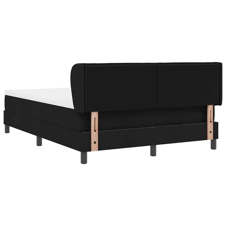 Lit à ressorts avec matelas Noir 140 x 190 cm tissu - 9