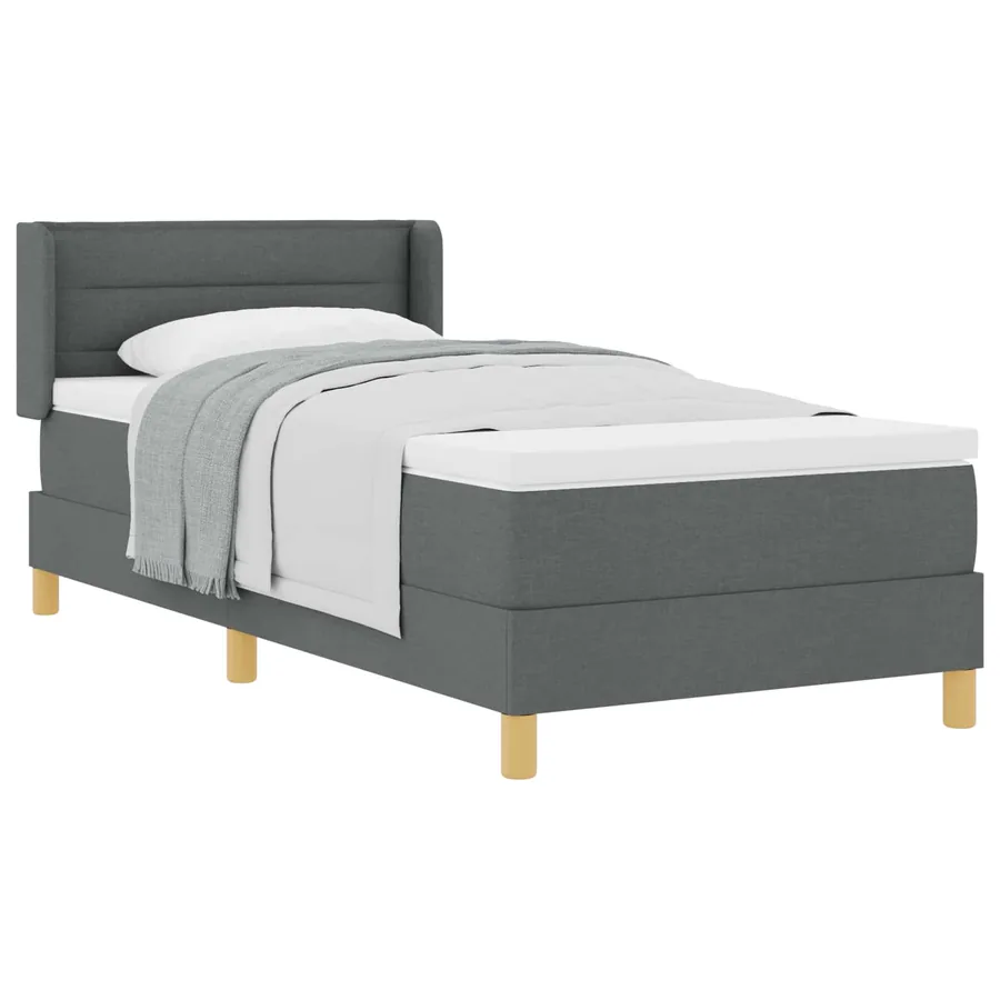Lit à ressorts avec matelas Gris foncé 200 x 100 cm tissu - 2