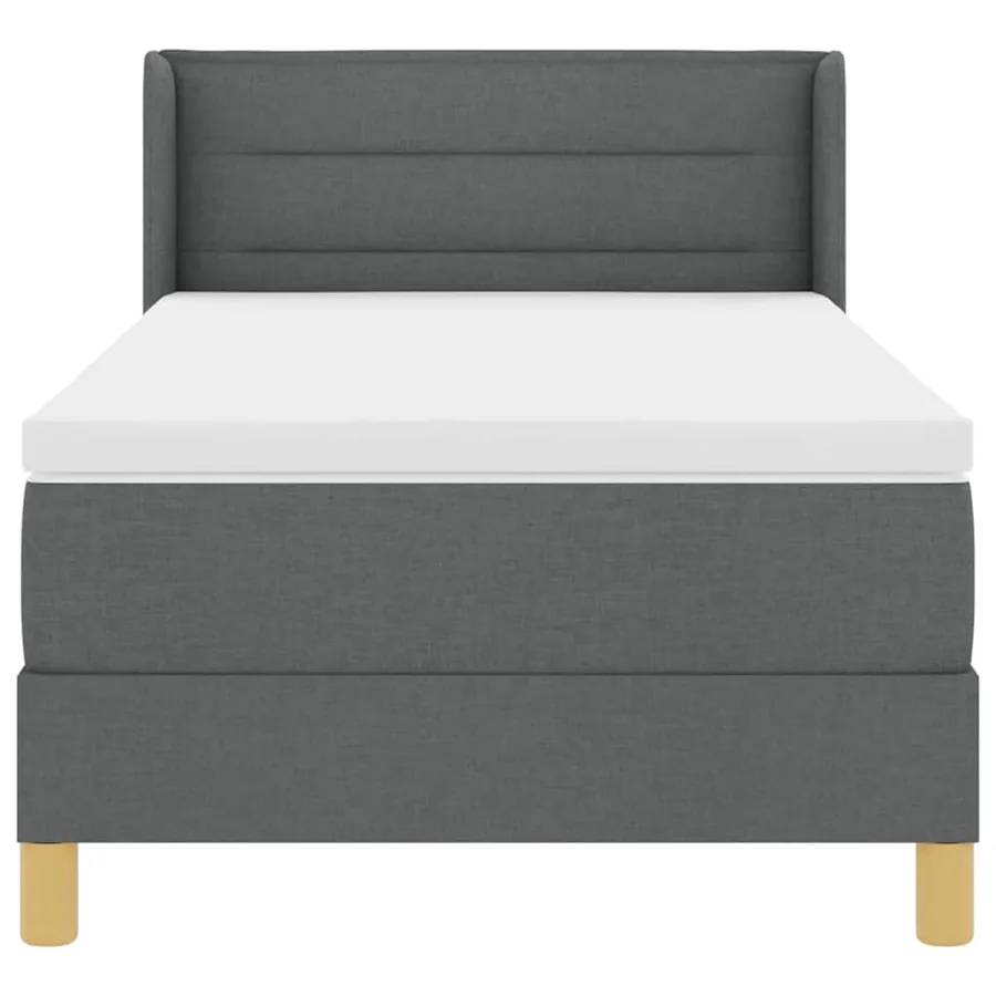 Lit à ressorts avec matelas Gris foncé 200 x 100 cm tissu - 7