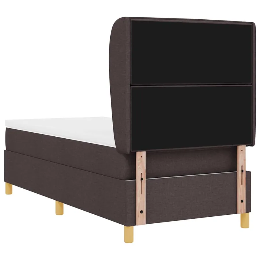 Lit à ressorts avec matelas Marron foncé 200 x 90 cm tissu - 9