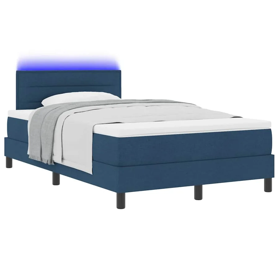 Lit à ressorts avec matelas avec LED Bleu 120 x 200 cm tissu - 3