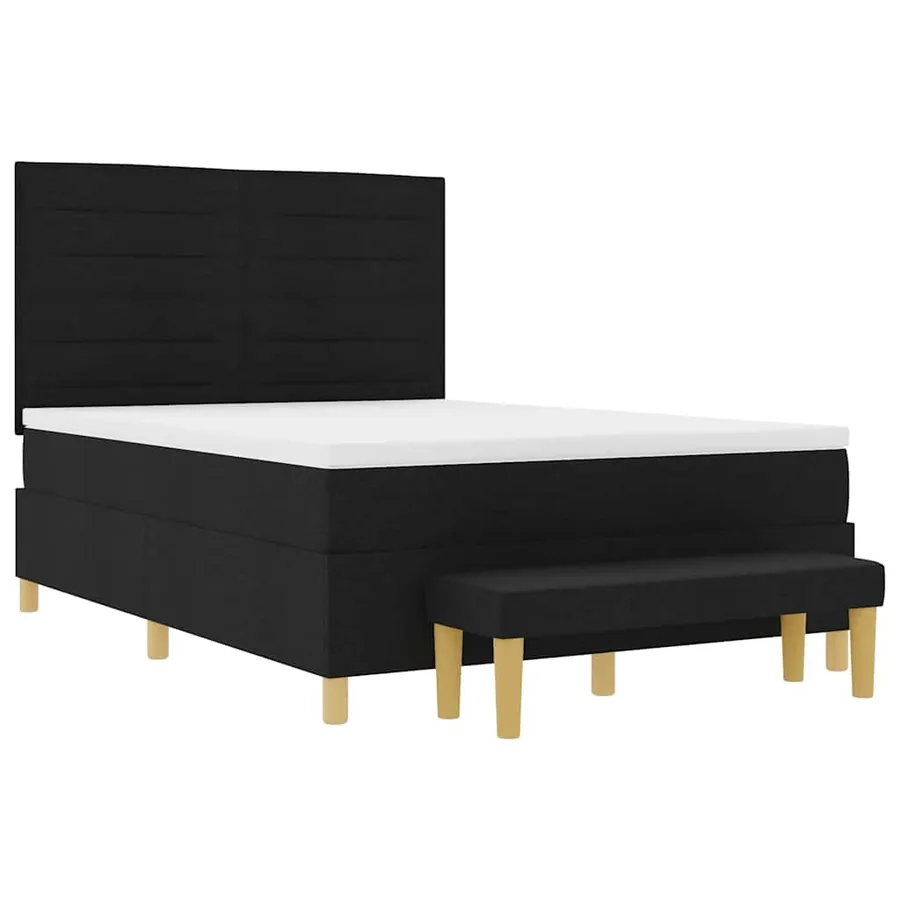 Lit à ressorts avec tête de lit Noir 200 x 140 cm tissu - 7