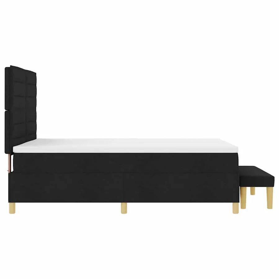 Lit à ressorts avec tête de lit Noir 200 x 140 cm tissu - 9