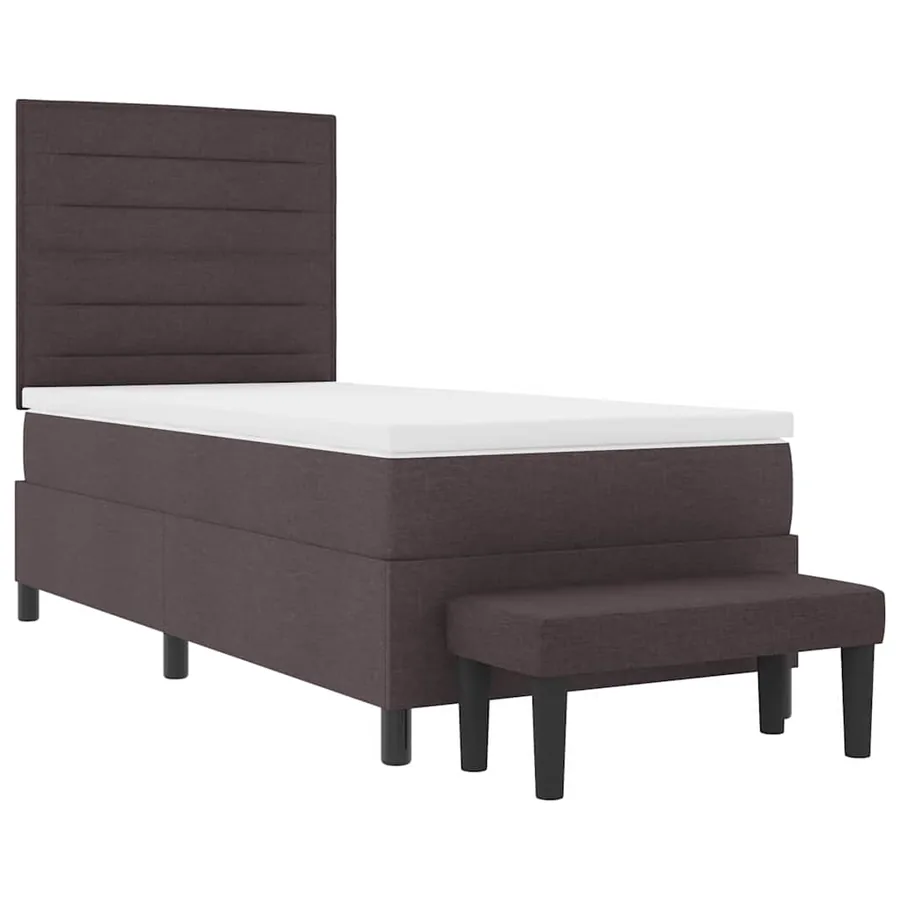 Lit à ressorts avec tête de lit Marron foncé 90 x 200 cm tissu - 7