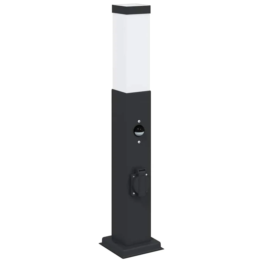 Bornes lumineuses avec capteur et prise lot de 3 50 cm noir IP44 - 4