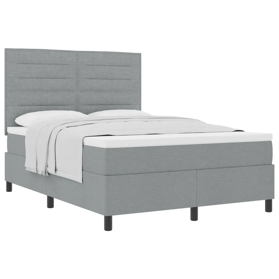 Lit à ressorts avec matelas Gris clair 140 x 190 cm tissu - 2