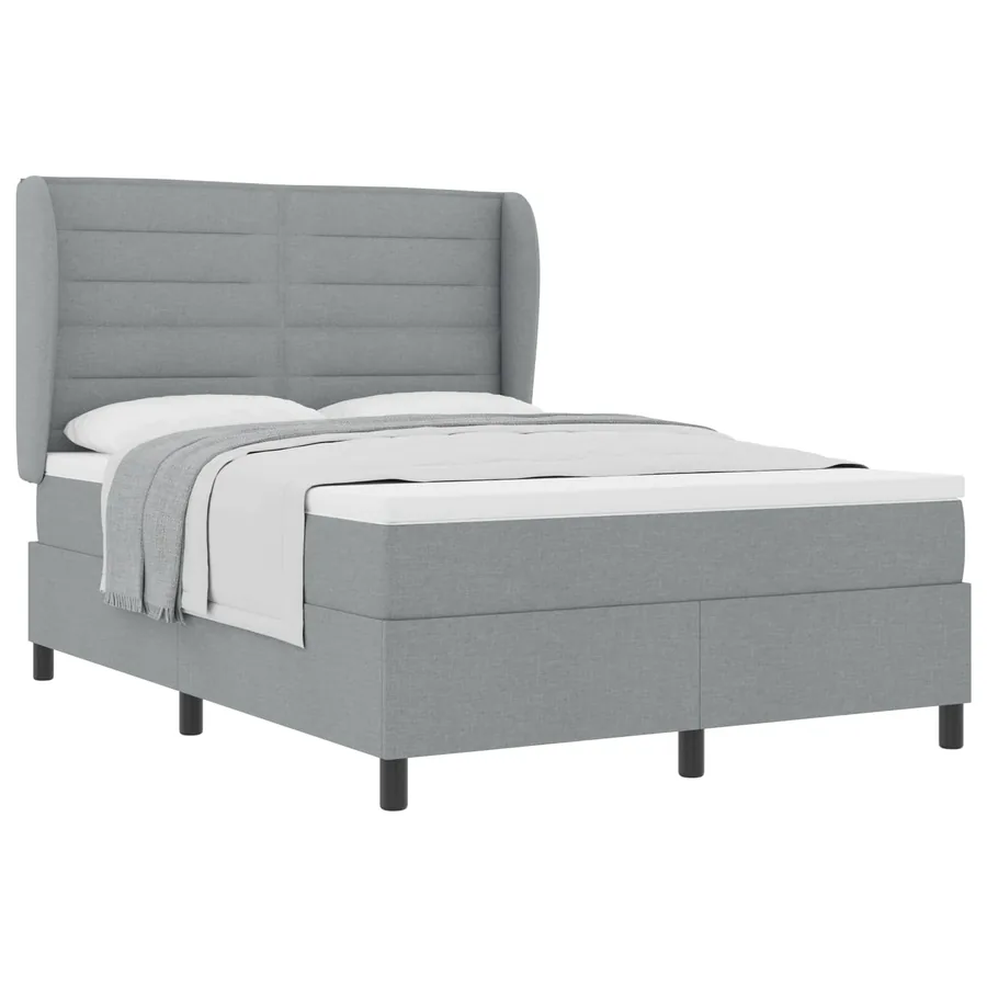 Lit à ressorts avec matelas Gris clair 140 x 200 cm tissu - 2