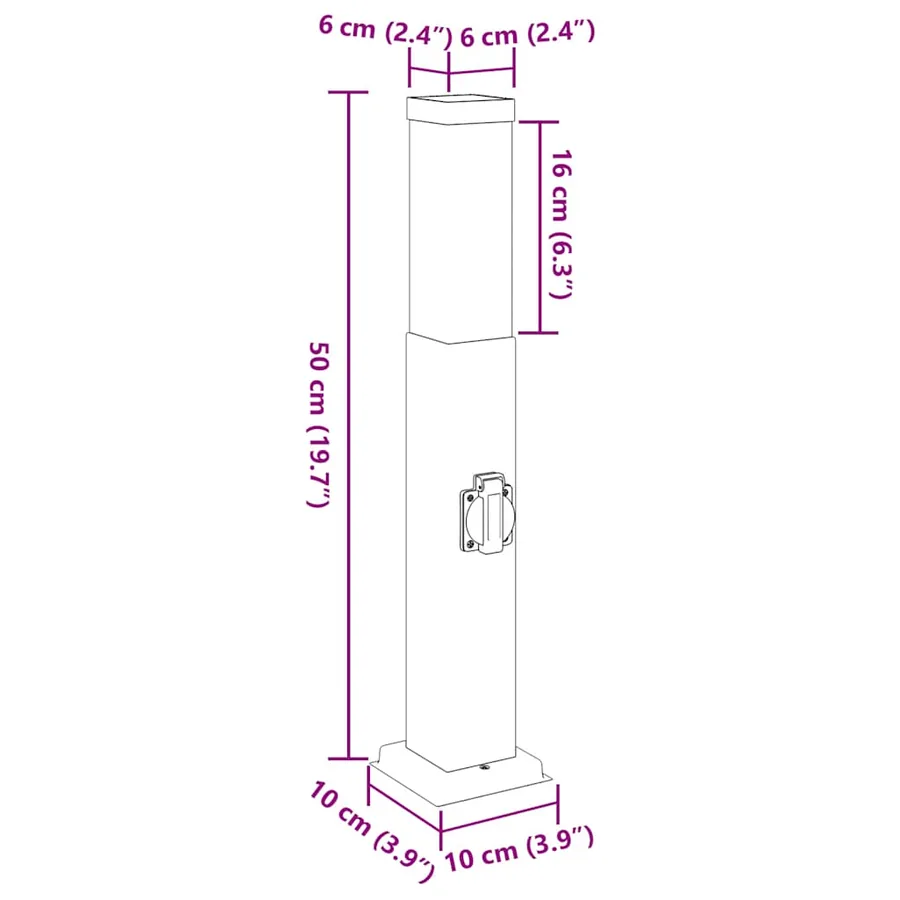 Bornes lumineuses avec sortie lot de 3 50 cm noir IP44 - 11