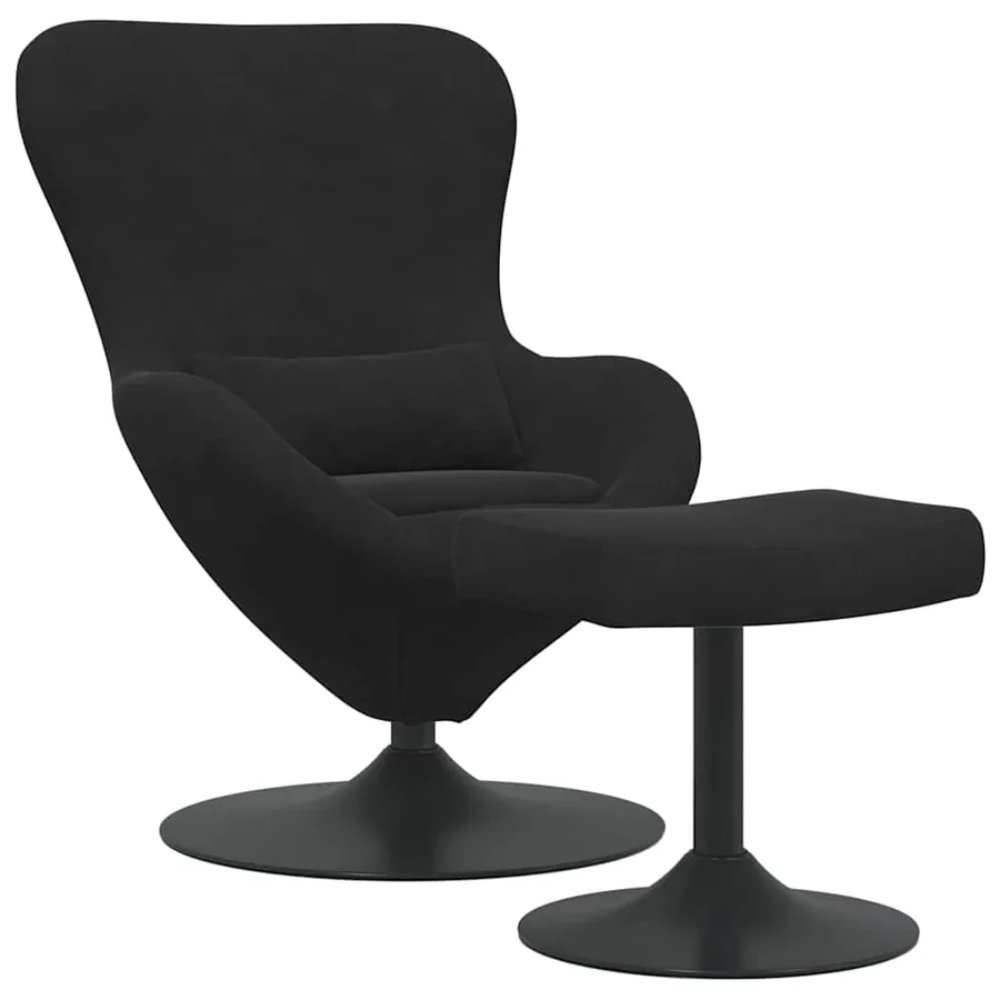 Chaise Œuf avec Pouf Noir Velours - 2