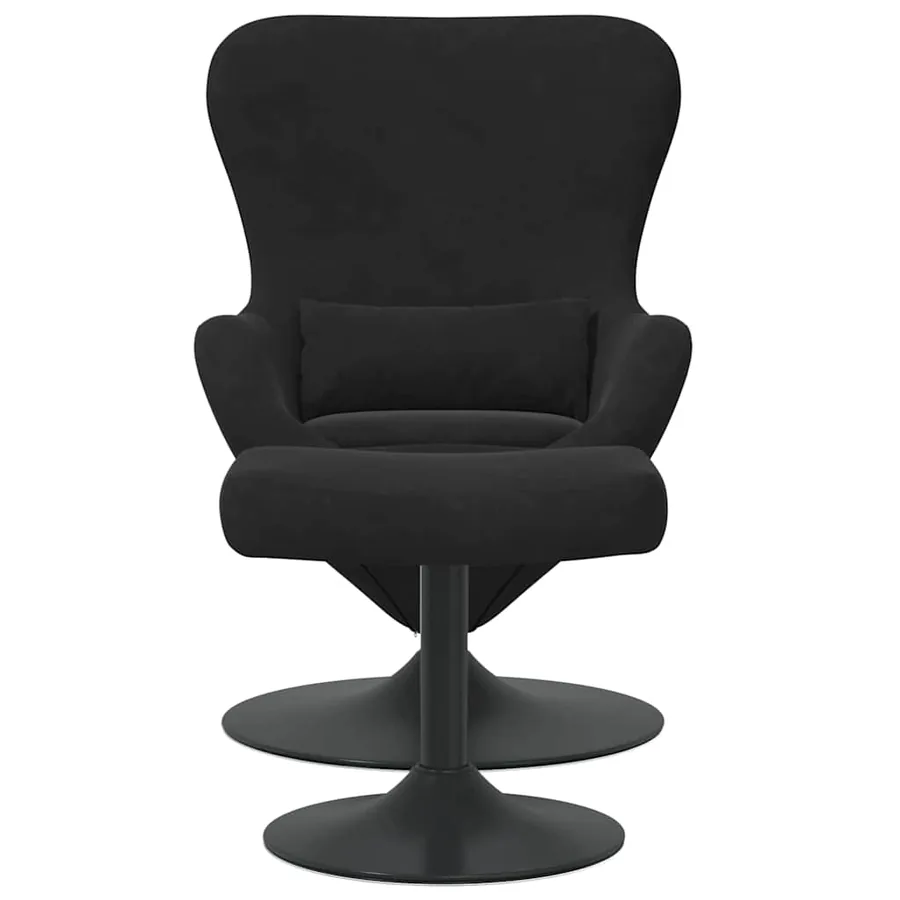 Chaise Œuf avec Pouf Noir Velours - 4