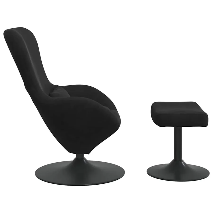 Chaise Œuf avec Pouf Noir Velours - 5
