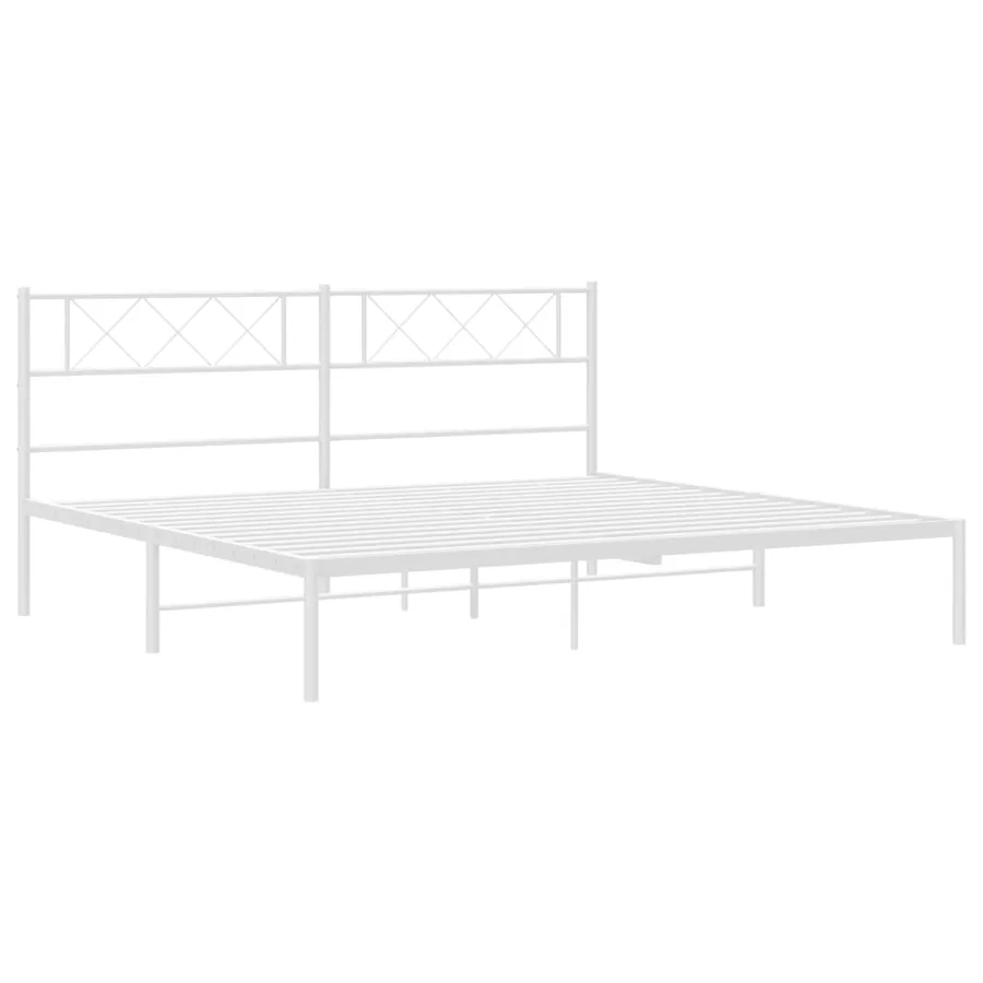Cadre de lit métal sans matelas et tête de lit blanc 180x200 cm - 4