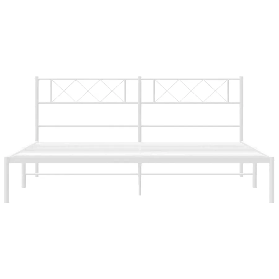 Cadre de lit métal sans matelas et tête de lit blanc 180x200 cm - 5