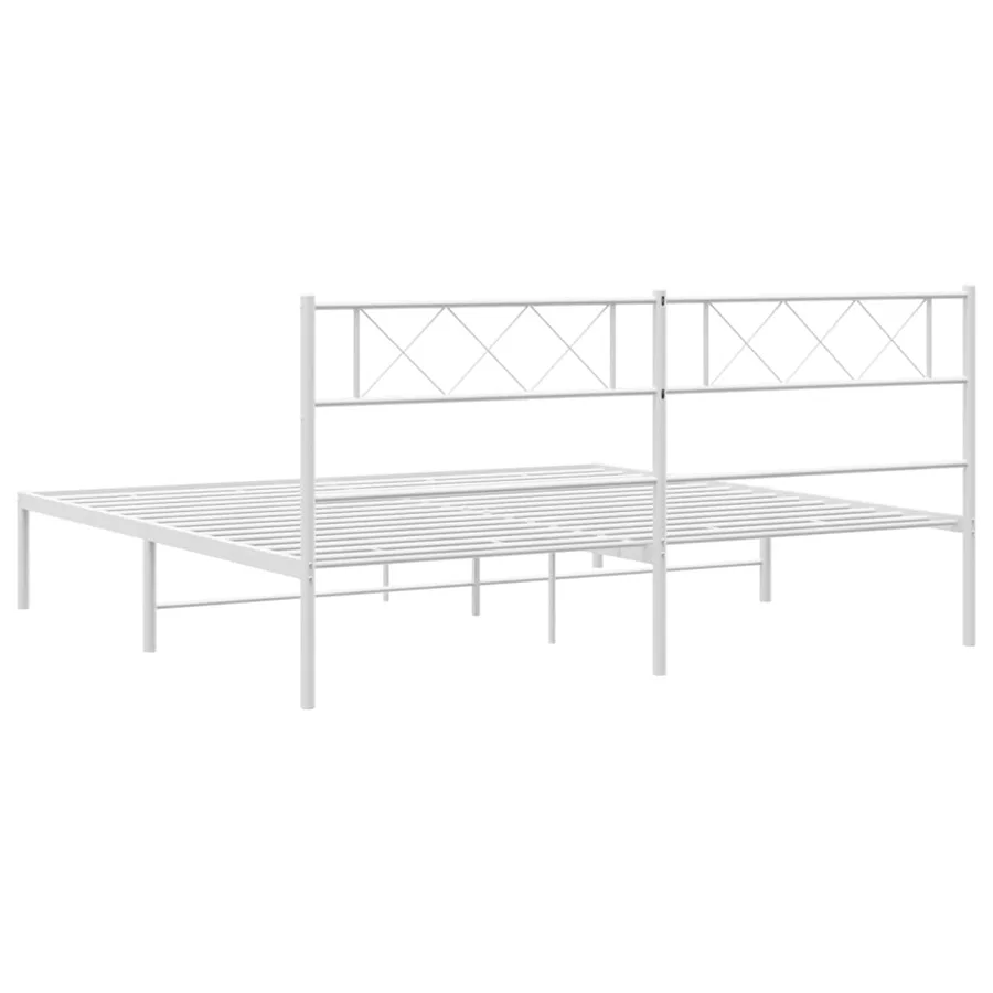 Cadre de lit métal sans matelas et tête de lit blanc 180x200 cm - 7