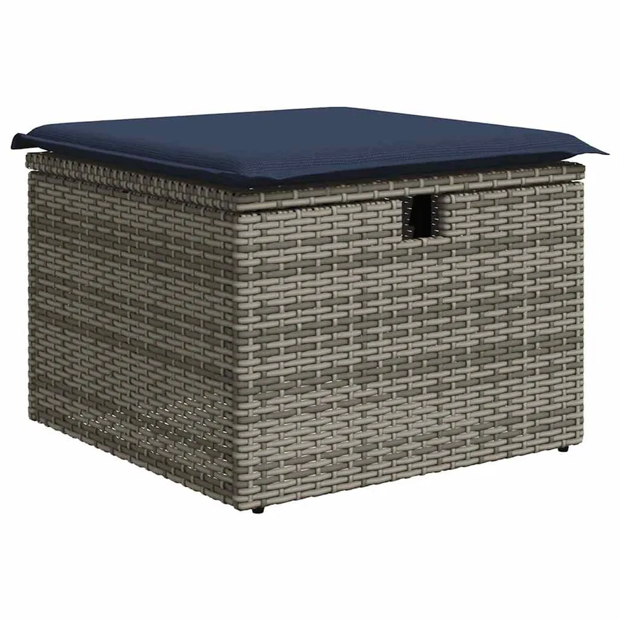 Salon de jardin 4 pcs avec coussins gris résine tressée - 4