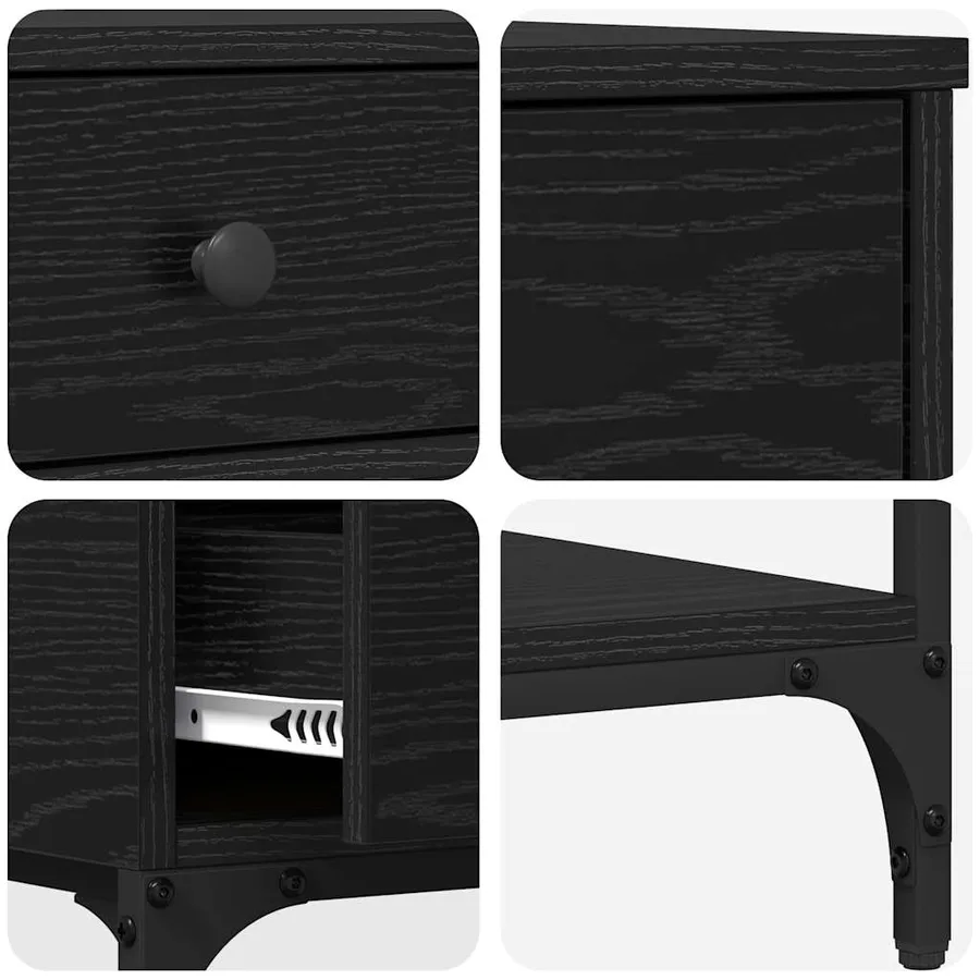 Table console Chêne noir 75 x 34,5 x 75 cm Bois d'ingénierie - 9